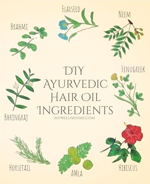 DIY Ayurvedic Hair Oil Ingredients Illustration